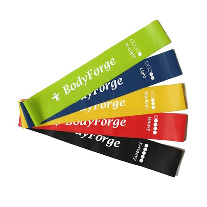 BodyForge Resistance Bands for Working Out for Women Men for Exercise Bands Resistance Bands for Legs Bands for Working Out Hip Thigh Glute Bands with Instruction Guide and Carry Bag, Set of 5
