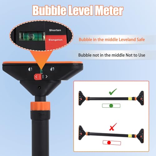 Pull Up Bar for Doorways, Chin Up Bar with Level Meter and Adjustable Width for Strength Training,No Screws Required, Weight Capacity 440 LBS,Orange