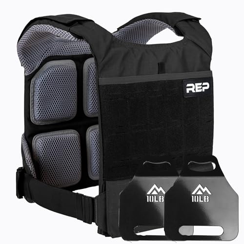 REP Fitness Strata Weight Vest, 2 Removable Plate Options for Unisex, Men & Women, Wearable, Weighted for Strength Training, Muscle Building, CrossFit, Running, Gym Exercise, Adjustable Sizing - color: Black, size: 22.3 Pound Vest