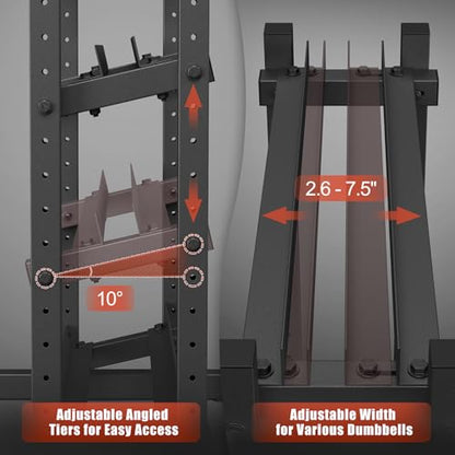 3-Tier Dumbbell Rack, 1200LB Capacity Adjustable Weight Rack for Home Gym, Heavy-Duty Weight Stand for Dumbbells Kettlebells & Weight Plates(Rack Only)