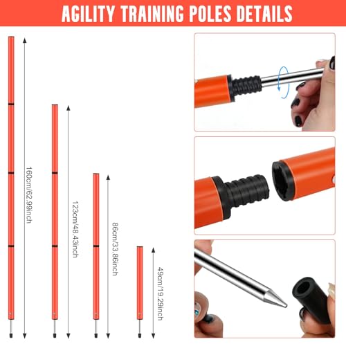 Soccer Agility Training Equipment, Includes 20ft Agility Ladder, 6 Adjustable Agility Poles, 10 Disc Cones, Jump Rope-Speed Training Set for Soccer Football Basketball Athletes - color: Orange