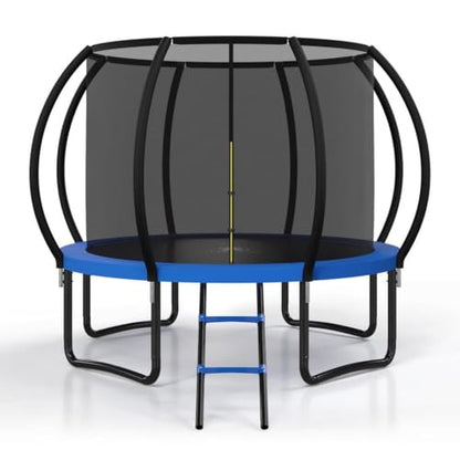 8FT 10FT 12FT 14FT 16FT Outdoor Trampoline with Safety Enclosure Net - color: Blue, size: 10 FT