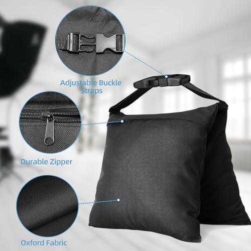 4 Packs Sandbags, Heavy Duty Sand Bags with 8 PE Bags, Sand Bags with Buckle Straps for Support Light Stand, C Stand, Light Stand with Caster, More 2/4/6/8/10/12/14 Packs Sandbag to Choose. - size: 4 PCS