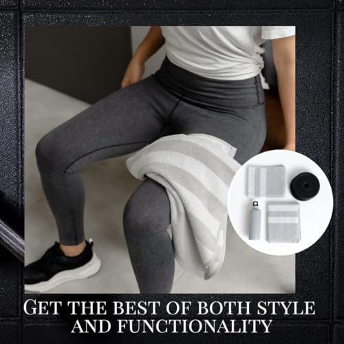 Luzia Striped Workout Towel for Sweat (Pack of 2) - Premium Quality 100% Turkish Cotton - Lightweight and Super Absorbent for Exercise, Sports, Workout, Fitness, Gym, Yoga, Running (Gray)