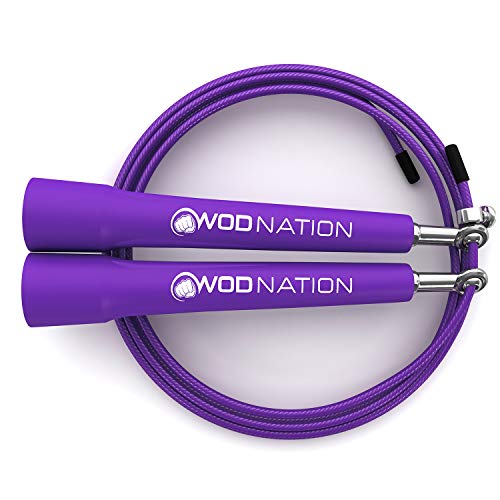 WOD Nation Adjustable Speed Jump Rope For Men, Women & Children - Blazing Fast Fitness Skipping Rope Perfect for Boxing, MMA, Endurance - color: Purple
