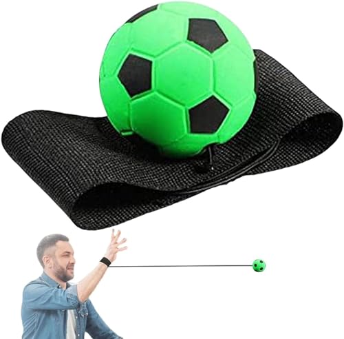 Green Wrist Return Ball - Adjustable Bounce Back Ball with String, Rubber Elastic Rebound Finger Exercise Activity and Play