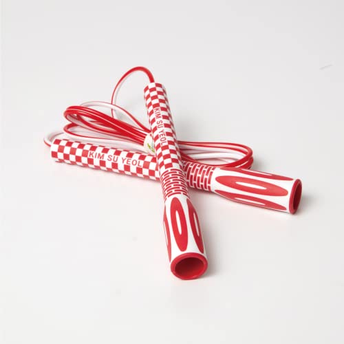 Skipping Jump Rope for Fitness Workout - Light Weight, Adjustable, Tangle Free, Excellent line control for Cardio Boxing, CrossFit, Training Exercise All Ages and Gender ( Special Luxury, KA-220, Made in Korea) - color: Red (Luxury-UA111)