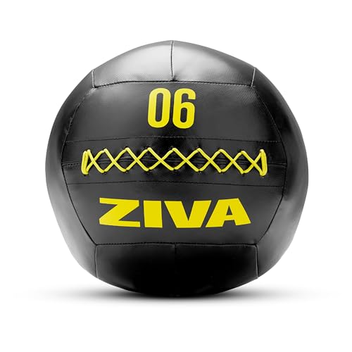 ZIVA Soft Wall Ball – Highly Durable Weighted Exercise Medicine Slam Ball for Strength and Conditioning Workout - Multiple Color, Weight Available - color: c. 6lb - BK