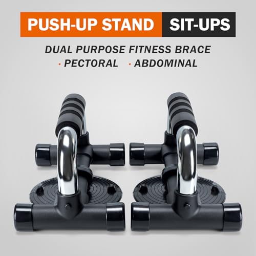 Push-Up Bar, Anti Slip Push Up Stand, Metal Push-Up Handles, Sponge Material Handle Cover, Cushioned Foam Grips, Family exercise - color: BLACK