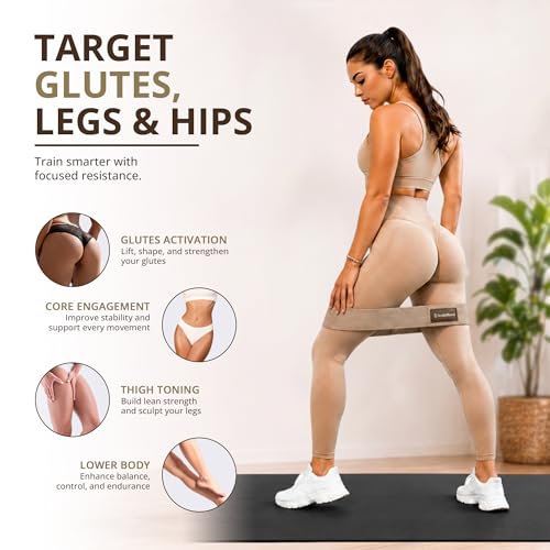 Booty Bands Set of 3 – Fabric Resistance Bands for Women & Men, Non-Slip Exercise Bands for Glutes, Legs & Home Workouts, Hip Workout Bands for Strength Training