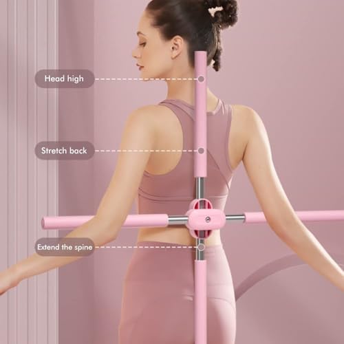 Yoga Sticks Stretching Tool,Stainless Steel Adjustable Humpback Correction Training Stick Yoga Body Stick Posture Correction Exercise Sticks Fitness Equipment (Grey)