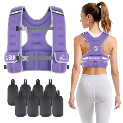 Sportneer Adjustable Weighted Vest Woman: 6-10lb/10-18lb Weighted Vests - color: Purple, size: 10-18 lbs