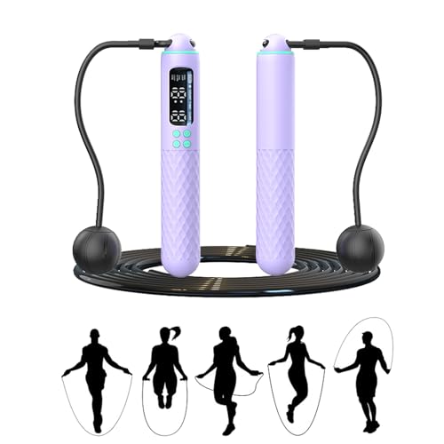 Cordless Jump Rope with Counter, Cordless Jump Rope Weighted, 2 in 1 Skipping Ropes with Lcd Display Counter, Smart Weighted Jump Ropes for Women Men Adult Kids Fitness