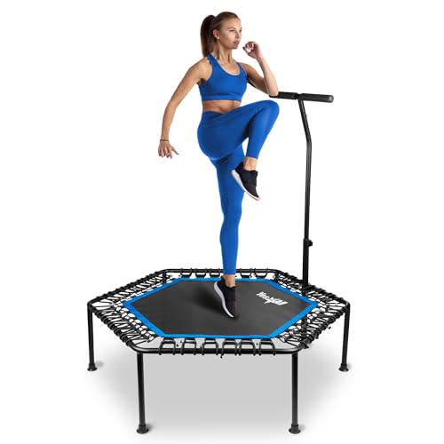 Yes4All Rebounder Trampoline for Adults, 48-Inch, 350 LBS Stable & Silent Exercise Trampoline for Rebounding, Jumping Cardio - color: A. Handle - 48 inch