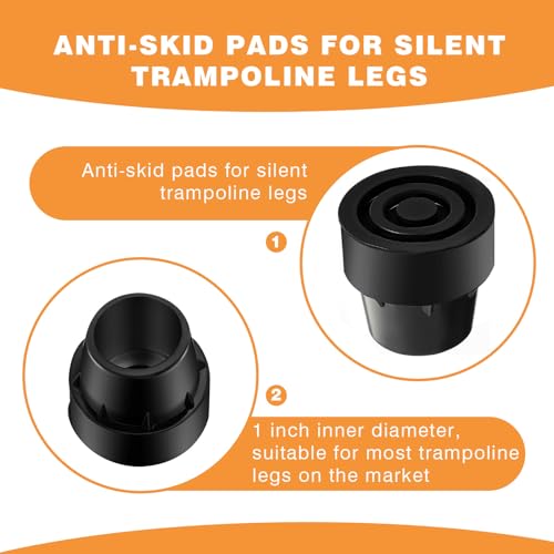 8 Pieces 1 Inch Replacement Mini Trampoline Leg Caps Tips, Black Rubber Caps Tips Floor Protectors for 1" ID Trampoline Leg Chair Legs
