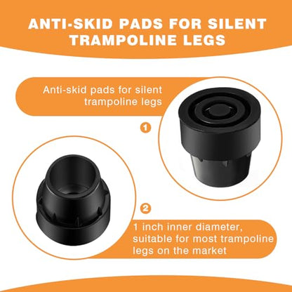 8 Pieces 1 Inch Replacement Mini Trampoline Leg Caps Tips, Black Rubber Caps Tips Floor Protectors for 1" ID Trampoline Leg Chair Legs