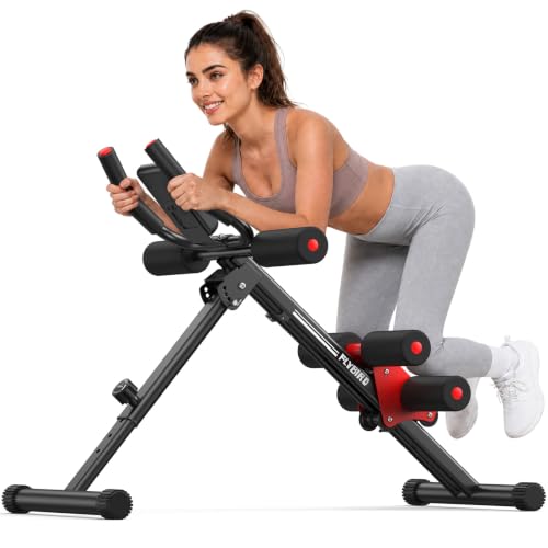 FLYBIRD AW1 Ab Workout Machine, Ab Crunch Machine Ab Workout Equipment Foldable for Home Gym, Bottom-Up Abdominal Trainer for Core Waist Workout and Body Shaping with Adjustable Heights and Angles, Red
