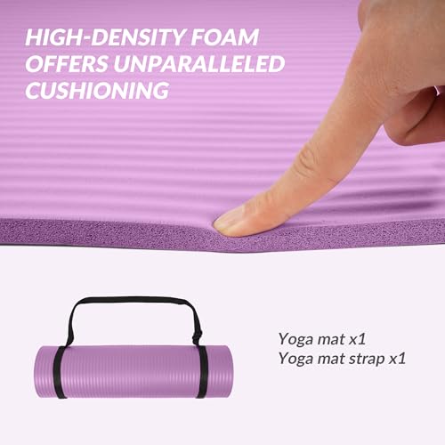 Quality Exercise Yoga Mat, 1/2-Inch Thick High-Density Foam for Full-body workout, Anti-Tear and non-slip Surface, Includes Carry Strap for Home & Studio Workouts,Multiple Options