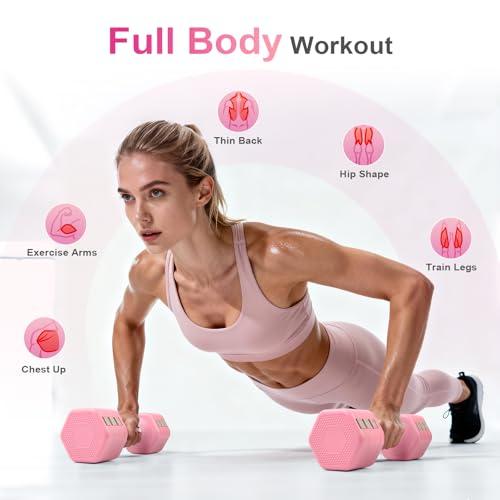 20LBS Adjustable Dumbbells Set, 4 in 1 Free Weights Dumbbells Set, 4lb 6lb 8lb 10lb with Metal Non Slip Handle, Quick Change Women/Men Dumbbell Set for Home Gym Exercise Training