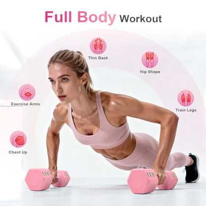 20LBS Adjustable Dumbbells Set, 4 in 1 Free Weights Dumbbells Set, 4lb 6lb 8lb 10lb with Metal Non Slip Handle, Quick Change Women/Men Dumbbell Set for Home Gym Exercise Training