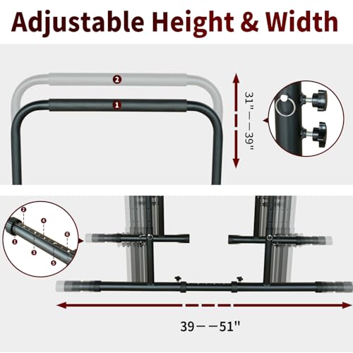 Power Tower Dip Station Pull Up Adjustable Height Heavy Duty Multi-Function Fitness Equipment