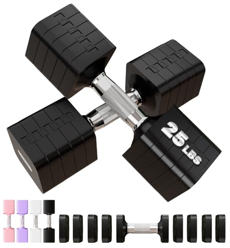 Adjustable Dumbbell Set for Women Men 7.5LB/10LB/15LB/20LB/25LB Each - color: Black, style: 25LB Each [50 LBS Total]