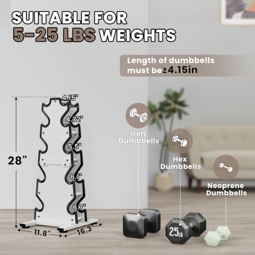 Dumbbell Rack Stand Only, 7-Tier | 5-Tier | 3-Tier Weight Rack for Dumbbell - color: White, size: 5 Tier