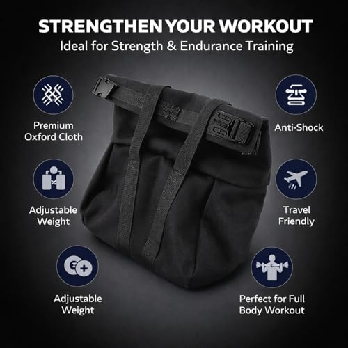 Weightlifting Training Sandbag, Adjustable Power Bag, 22x23x17cm Black - Durable Oxford Cloth, Soft Handle, Ideal for Strength and Endurance Workouts