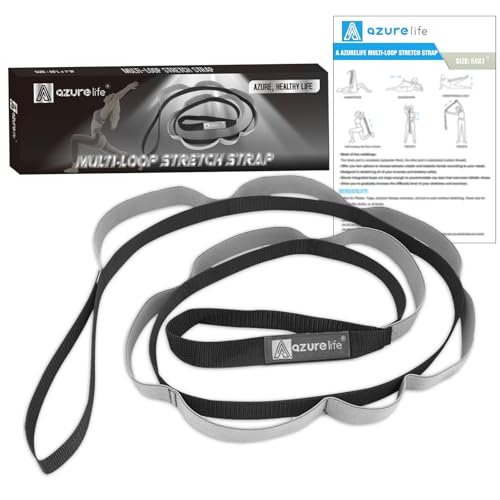 Half-Elastic Stretch Straps with 11 Loops, Stretching Strap for Physical Therapy, Multi-Loop Yoga Strap Fitness Exercise Strap for Yoga, Pilates, Dance, Flexibility&Exercise