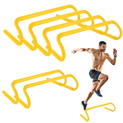 WOPPLXY 6 Pcs Speed Agility Training Hurdles, 6'' Detachable Agility Training Hurdles, Speed Training Agility Hurdles, Speed and Agility Training Equipment for Athletes, Soccer Training(Yellow)