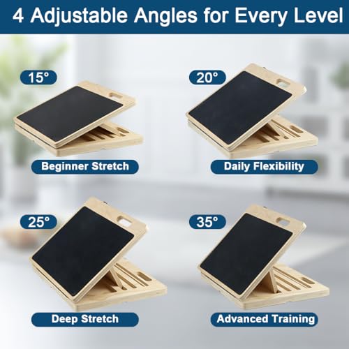 Wooden Extra Wide Slant Board with Resistance Band for Exercise