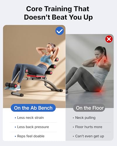 MERACH Ab Machine, Adjustable Ab Workout Bench for Home Gym, Multi-Functional Sit Up Exercise Equipment with 300 LBS Weight Capacity, Exercise Chair for Full Body Workout