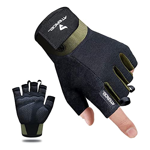 ATERCEL Workout Gloves for Men and Women, Exercise Gloves for Weight Lifting, Cycling, Gym, Training, Breathable and Snug fit - color: Green, size: Medium