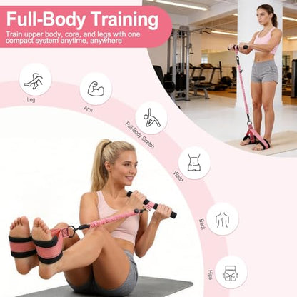 Multifunction Pedal Resistance Band with Handle Kit (30/40/50lbs) for Women | Adjustable Tension Rope,Portable Fashion Puller Exercise Bands for Women's Full Body Training at Home,Leg,Arm,Pilates