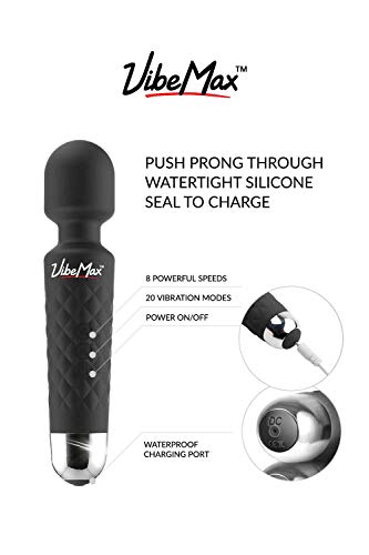 Rechargeable Personal Massager - Powerful Multi Speed Vibration - Whisper Quiet - Waterproof - for Muscle Tension Relief in Neck, Back, Shoulders, Legs and Feet - Black