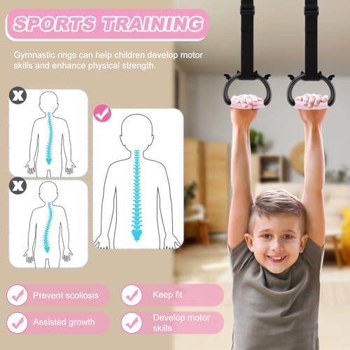 Gymnastics Rings, Pull up Rings with Adjustable Strap, Indoor Outdoor Pull-up Bar Strength Training Ring for Home Workout Fitness Exercise Training - Load Bearing 550lb