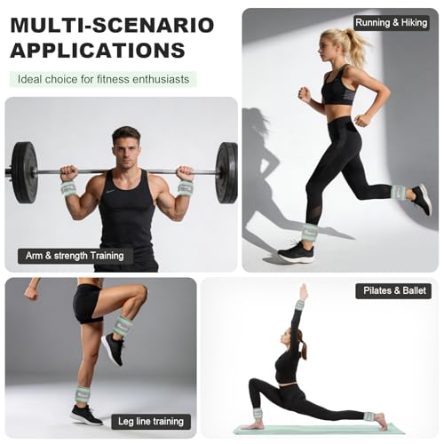 Ankle Wrist Weights, Adjustable Arm Leg Weights for Women Men, Secure Fit Non-Slip Exercise Weights for Home Workout, Running, Walking, Aerobics, Physical Therapy