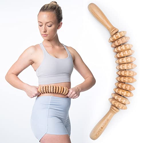 Body Back Wood Therapy Curved Roller for Maderoterapia, Lymphatic Drainage, Cellulite Massage, and Massage Rolling, Natural Muscle Massage Stick Tool for Massage and Relaxation - size: Curved