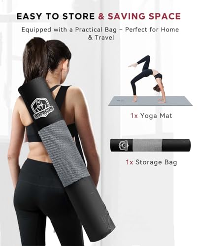 HAPBEAR Large Yoga Mat - 72"x36" Extra Wide Exercise Mat - 1/4" Thick Dual Color PVC | Anti-Slip Surface & High Cushioning - Ideal for Yoga, Pilates & Home Workouts - Bonus Mesh Bag