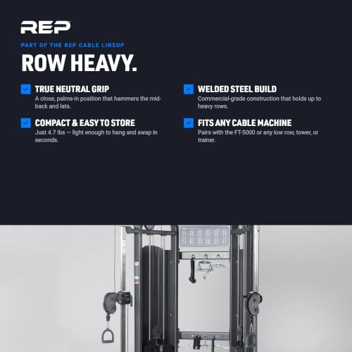 REP Fitness LAT Pulldown and Low Row Cable Machine Attachments and Functional Trainer Attachments – Curl Bar, D-Handle, Ankle Cuff, Tricep Rope, Sports Handle, Straight Bar, Row, Chinning Triangle - style: Chinning Triangle Rowing Attachment