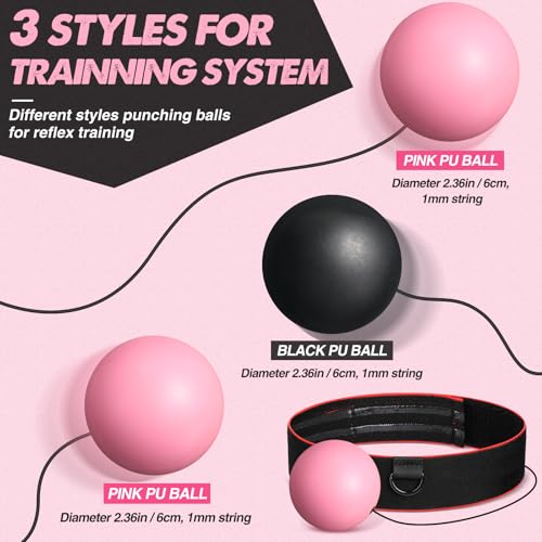 Boxing Reflex Balls Set 3 Different Balls Adjustable Headband Boxing Gloves Gift Men Teen for Punching Speed Hand Eye Coordination Training Boxing Equipment