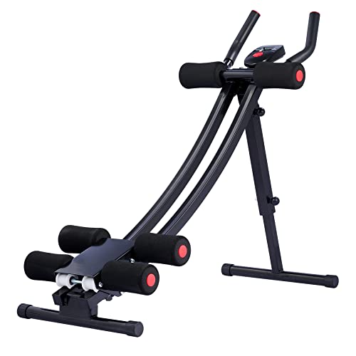 ZELUS Ab Machine for Home Gym, Core Strength Training Equipment for Home Fitness, Ab Crunch Coaster with 4 Intensities and Digital Display, Foldable Core Trainer for Abdominal - style: Ab Machine