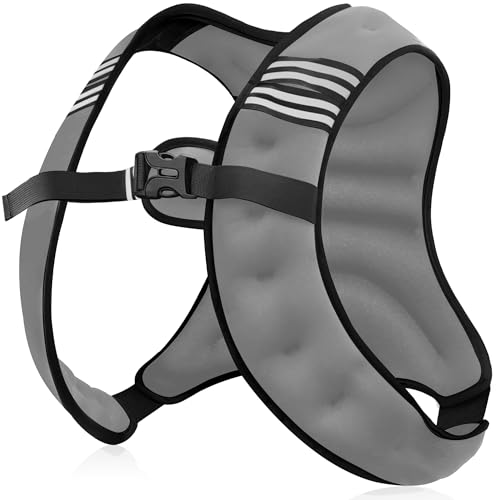 NATURELUX Weighted Vest Men or Women - 5/10/15/20/25/30lbs Weights with Reflective Stripe, Weighted Vest for Workout Equipment for Strength Training Running - Walking Weight Loss - color: Grey, size: 5 lbs