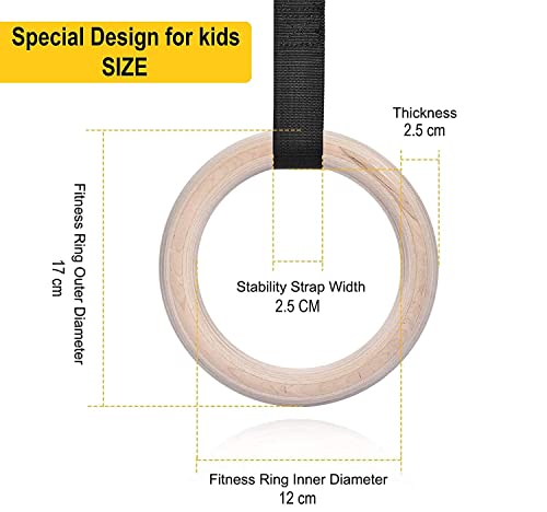 Kids Wooden Gymnastics Rings | Kids Gym Play Set | Gymnastic Toys for (Boys and Girls)