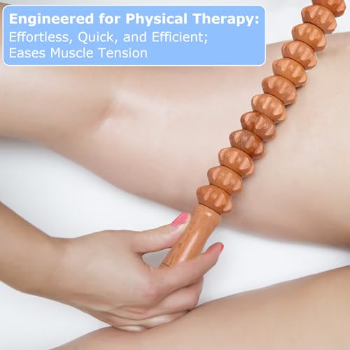Wooden Muscle Massage Roller Stick for Athletes, Relief Muscle Soreness, Cellulite Massager, Fascia Roller for Physical Therapy