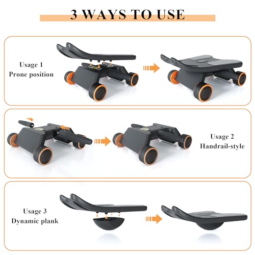 Exercise Roller Wheels with Elbow Board Support, Abs Exercise Roller Abdominal Training with 4 Wheels and Knee Pad for Home Gym
