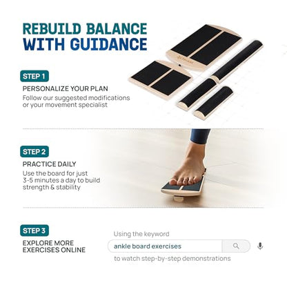 Yes4All 350LBS Professional Wooden Balance Board for Leg Workout, Anti-Slip Rocker Board, Wobble Board for Standing Desk