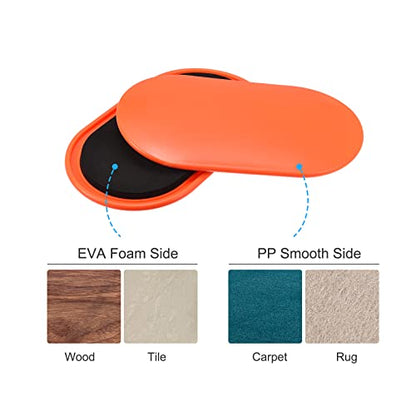 Generic Exercise Core Sliders, Oval Glider Discs with Feet Covers, Dual Sided Usage in Home Gym for Full Body Workout, Orange