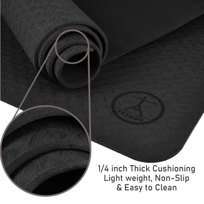 Extra Large Yoga Mat XL, Wide and Long, Extra Thick Non Slip Exercise Mat - color: Black, size: 6mm