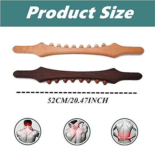 Body Back Wood Therapy Curved Roller,8 Beads Lymphatic Drainage and Cellulite Massage Stick Tool,Wooden Gua Sha Massage Tools 20.47INCH - color: Style a Primary Color